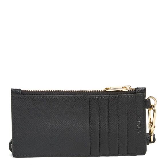 FURLA Classic Credit Card‎ Case Leather Wallet Wristlet, Black, Wrist Strap, NWT - Picture 4 of 16